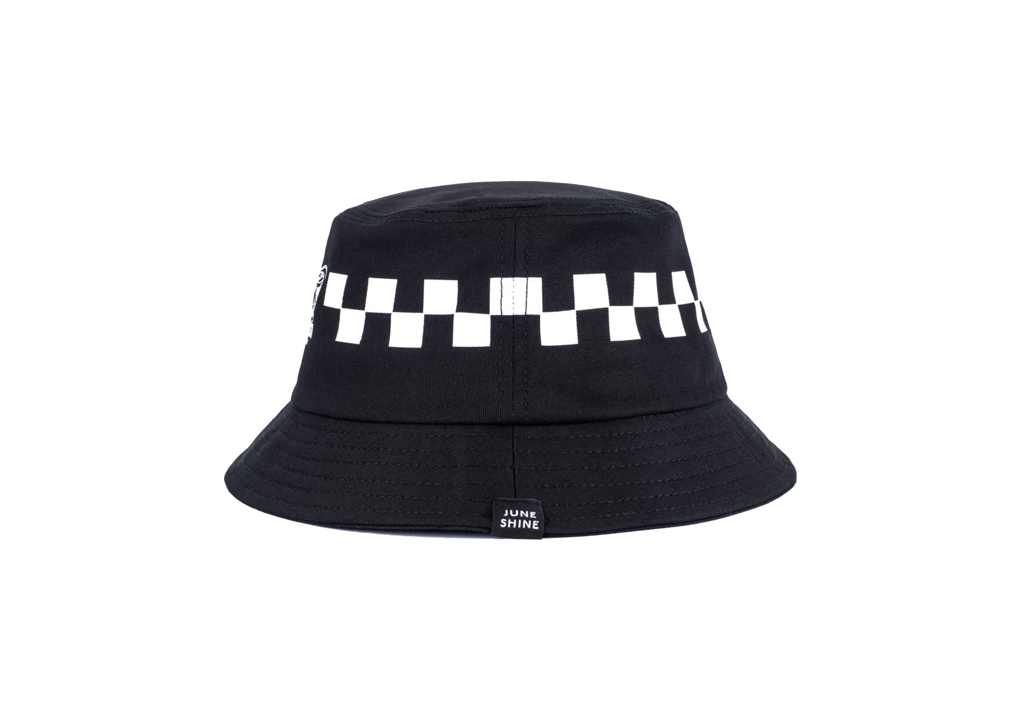 Black and white checkerboard bucket hat