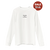 White long sleeve shirt with writing in the middle that reads: est. 2018 june shine u.s.a. california.