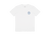 Front view of white tee shirt with small blue ying yang symbol on the top left that reads; June Shine