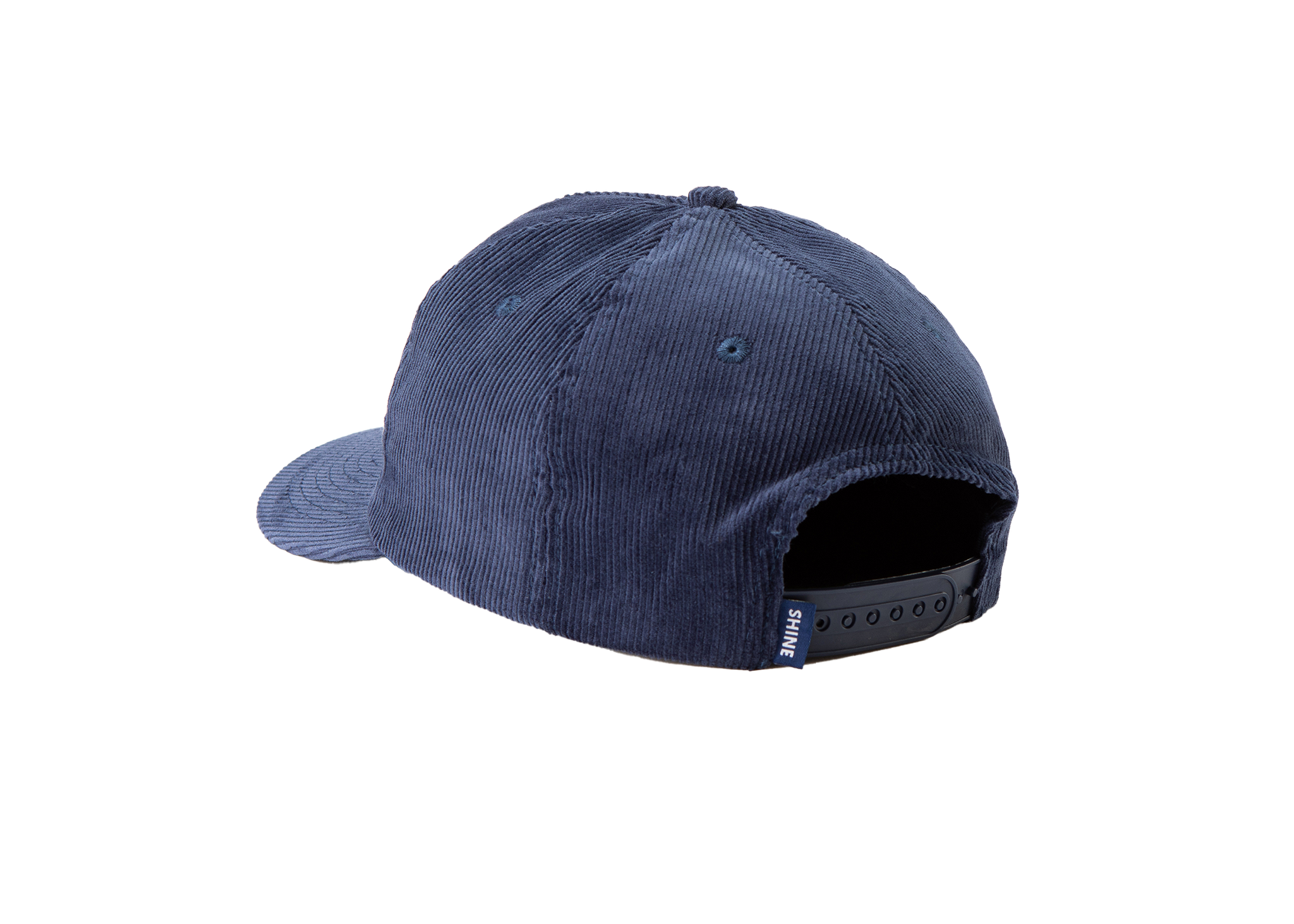 BLUE CORDUROY HAT WITH CURSIVE LOGO BACK VIEW